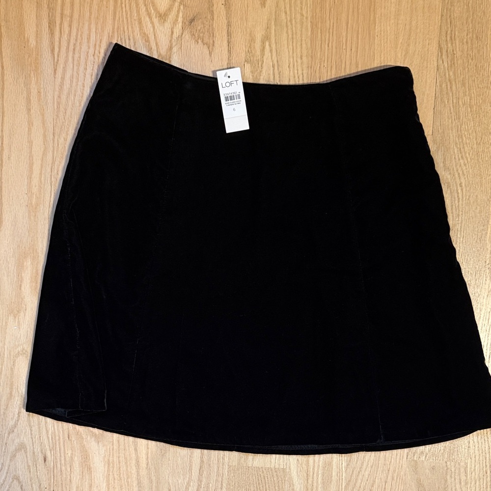 LOFT Velvet Black A-Line Skirt